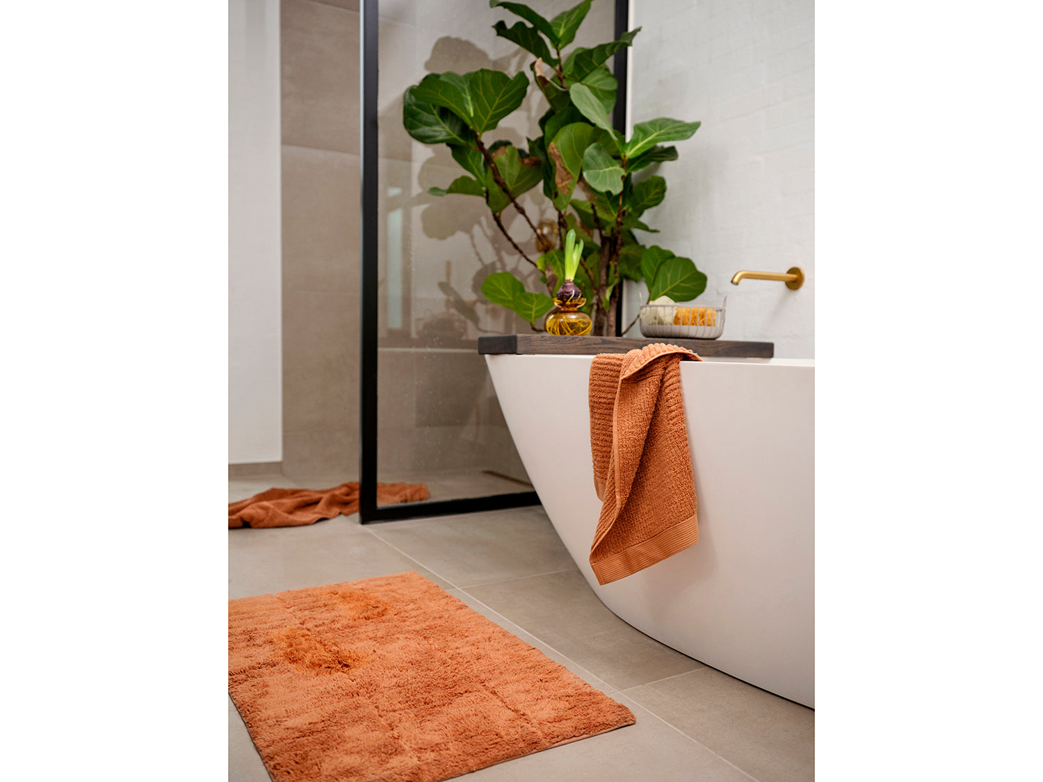 Tapis de bain TILES en coton Mandarine Zone Denmark - Mathon - 9