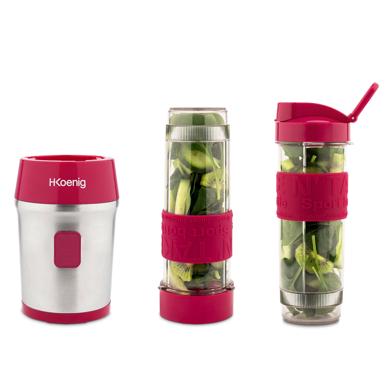 Mini Blender - H.koenig - Smoo10 - 300 W - 570 Ml - Framboise - 2 Gourdes Incluses HKOENIG - Mathon - 3
