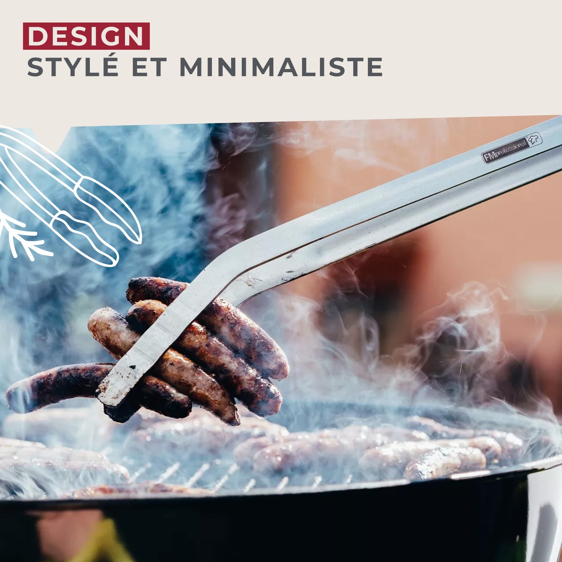 Pince à barbecue acier inoxydable 46 cm FM Professionnal FM Professional - Mathon - 5