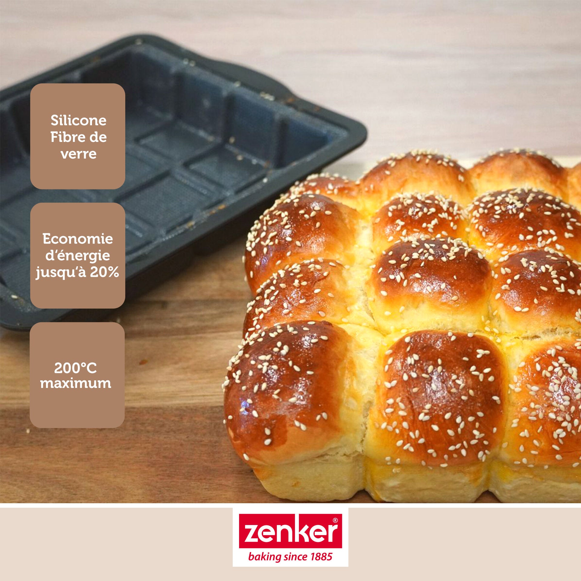 Moule à gâteaux en forme de tablette de chocolat 22 x 24 cm Zenker Silicone fibre de verre Zenker - Mathon - 2