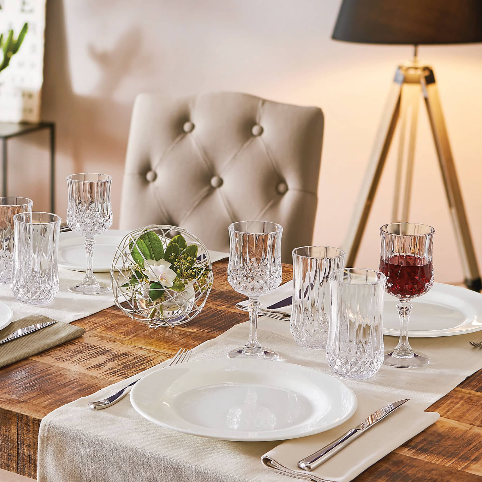 4 verres à pied 25cl Longchamp Cristal d