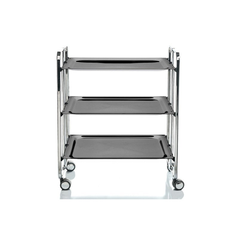 Desserte pliante 3 niveaux avec roulettes – structure chromée, bauhaus Don Hierro - Mathon - 1