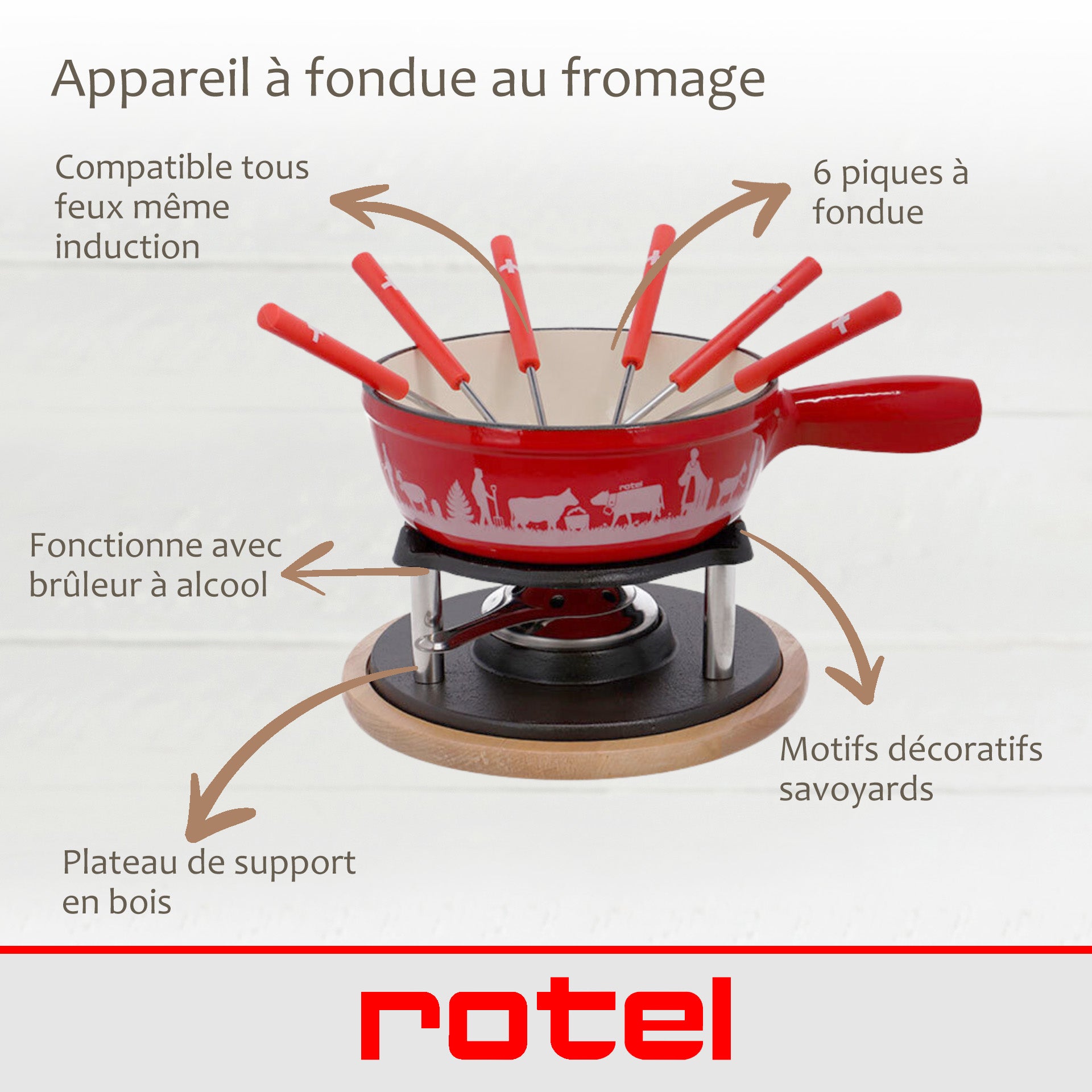 Service à fondue au fromage pour 4 personnes Rotel Swiss Tradition Rotel - Mathon - 3