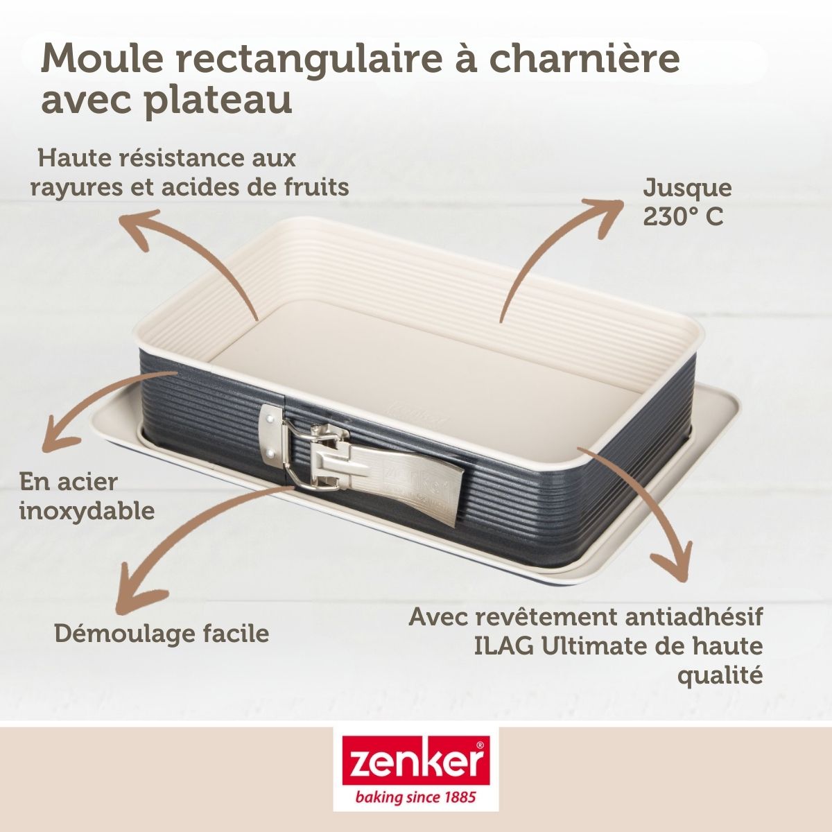 Moule à charnière rectangulaire 28 x 18 cm crème noir Zenker Smart Pastry Zenker - Mathon - 4