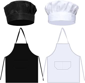 Ensemble tablier et toque de chef noir et blanc Vendos85 - Mathon