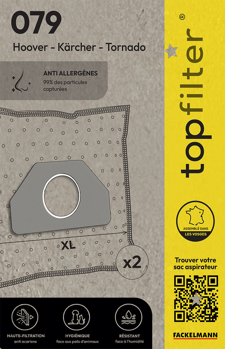 Lot de 2 sacs aspirateur Tornado et Kärcher TopFilter Premium TopFilter - Mathon - 1
