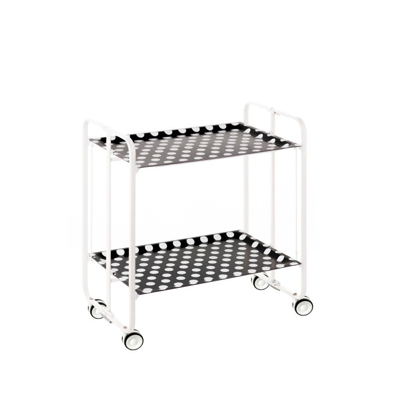 Desserte pliante 2 niveaux avec roulettes – structure blanche, bauhaus Don Hierro - Mathon - 1