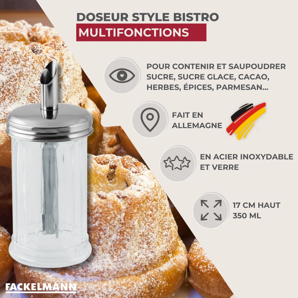 Doseur à sucre 350 ml Bistro Fackelmann - Mathon - 3