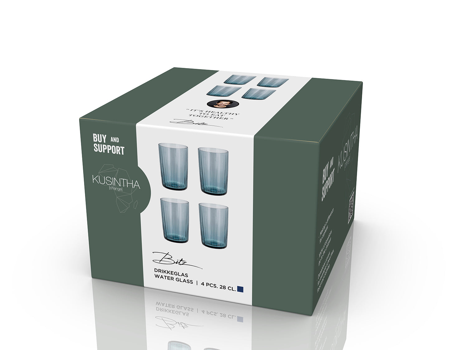 Set de 4 verres à eaux KUSINTHA Bleu Bitz - Mathon - 2