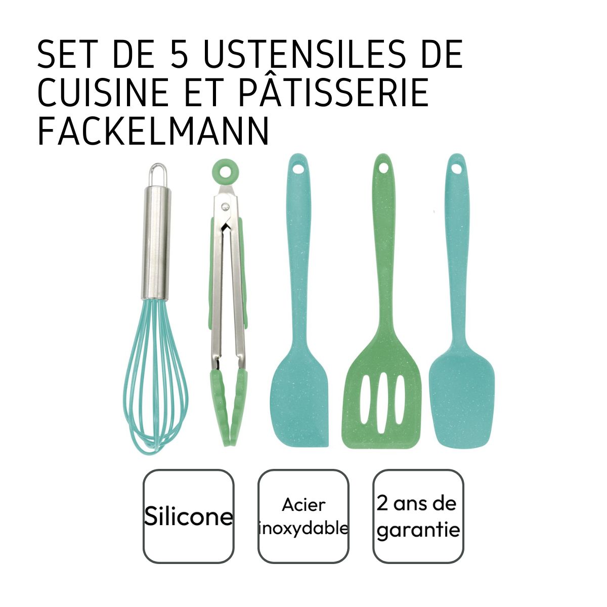 5 ustensiles de cuisine pour enfants en silicone  Mini Monster Fackelmann - Mathon - 4