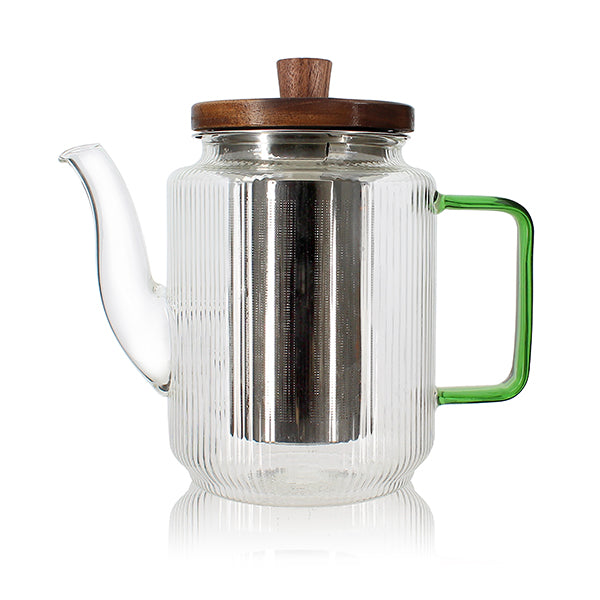 Théière Karl en verre borosilicate anse verte 550 ml Ogo - Mathon - 1