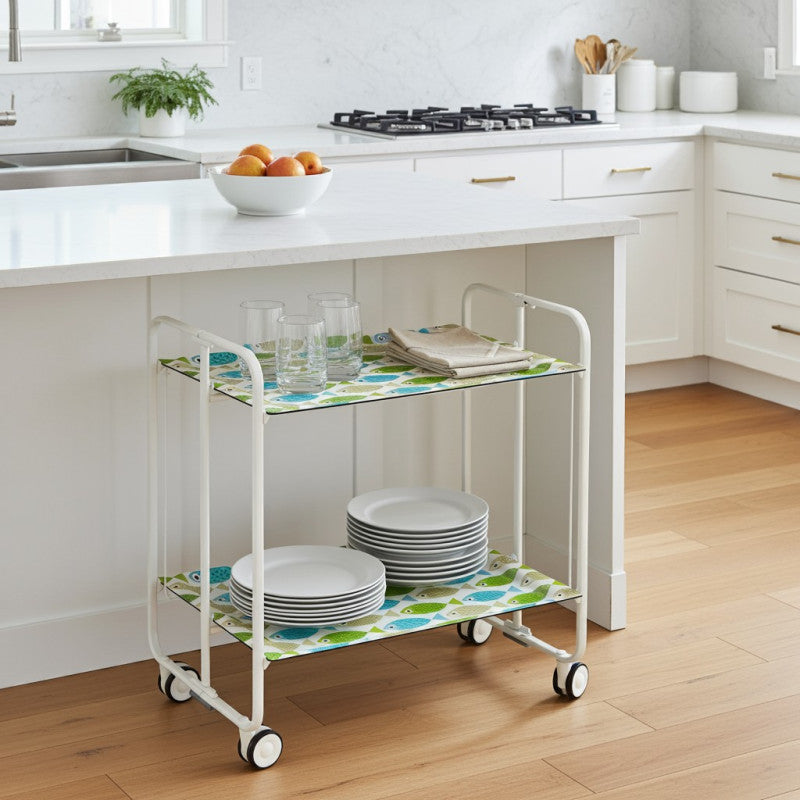 Desserte pliante 2 niveaux avec roulettes – structure blanche, bauhaus Don Hierro - Mathon - 3