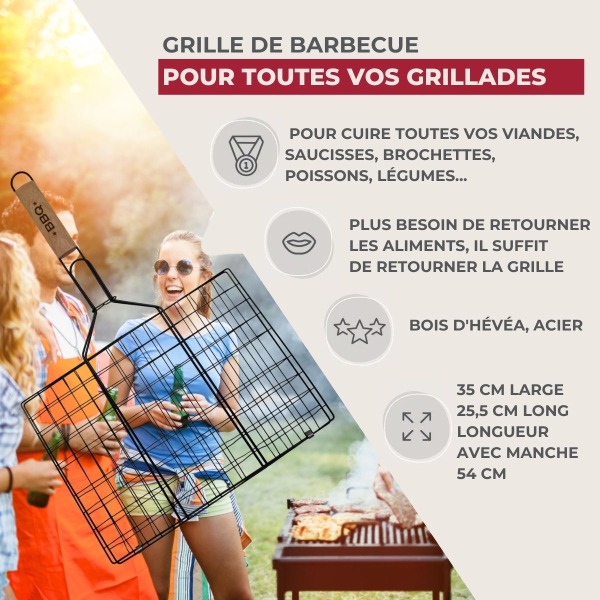 Grille de barbecue 35 x 25,5 x 54 cm  BBQ Edition Fackelmann - Mathon - 3
