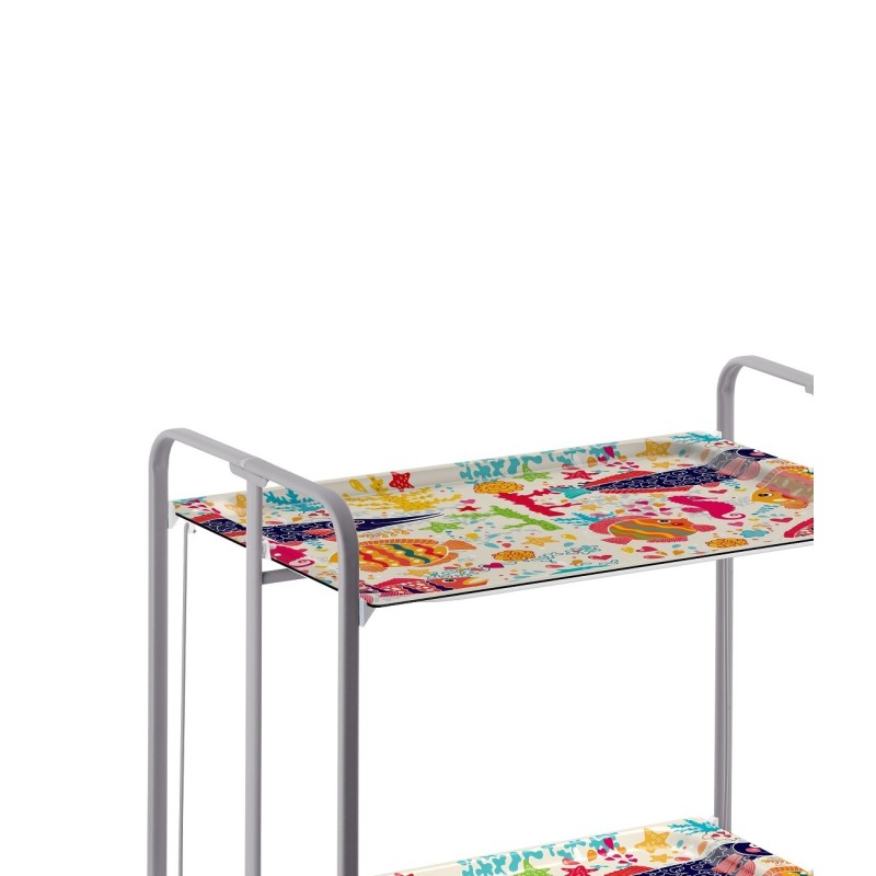 Desserte pliante 2 niveaux avec roulettes – structure gris aluminium, bauhaus Don Hierro - Mathon - 4