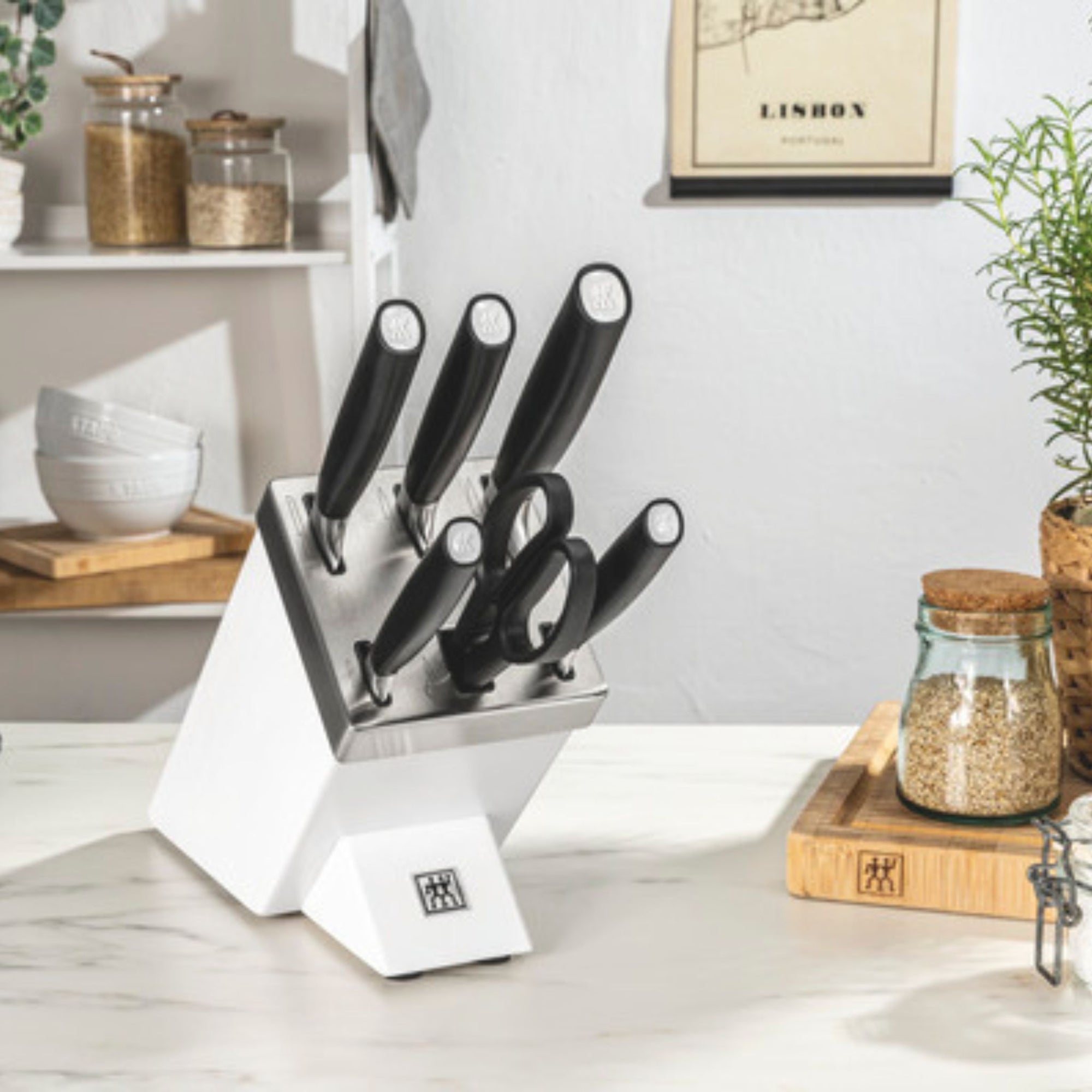 7-pcs, Bloc de couteaux, Argent, Blanc Zwilling - Mathon - 4