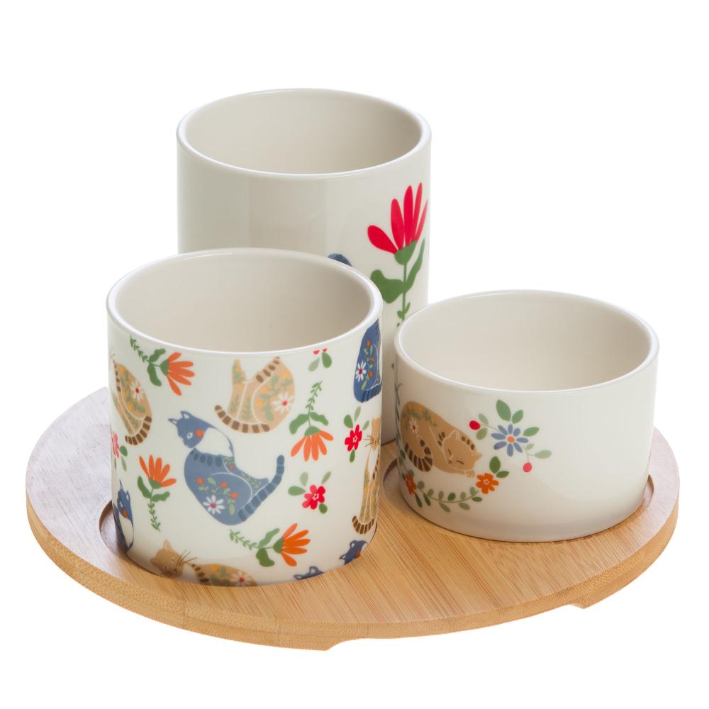 Plat rond et ses 3 bols Loris Amadeus - Mathon - 2