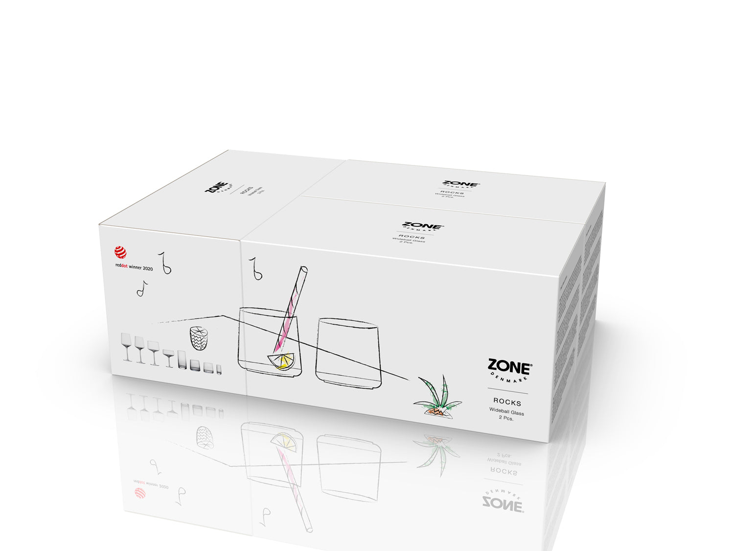 Set de 2 verres wideball ROCKS en verre cristal sans plomb Transparent Zone Denmark - Mathon - 5