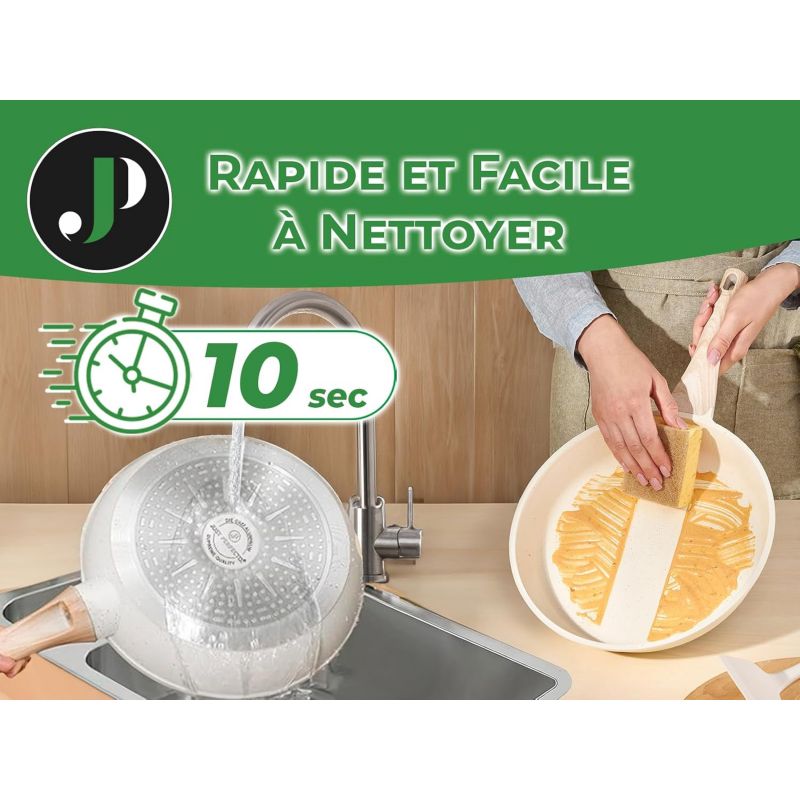 Batterie de cuisine 14 pièces Antiadhésif en Granit beige - Tous feux dont induction Just perfecto JL-777 Just Perfecto - Mathon - 5