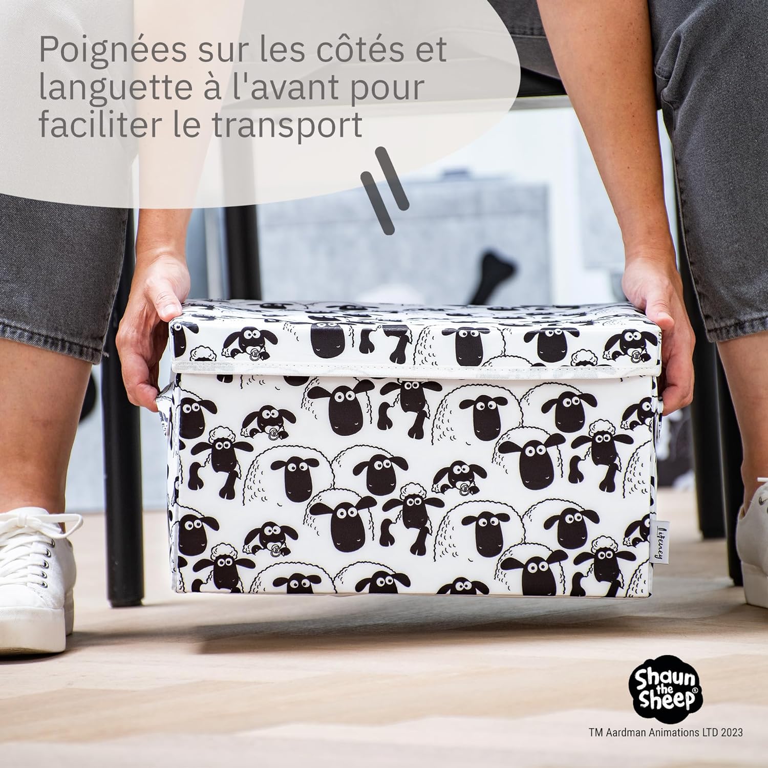 Boîte de rangement avec couvercle fond blanc Lifeney Shaun le mouton Fackelmann - Mathon - 6