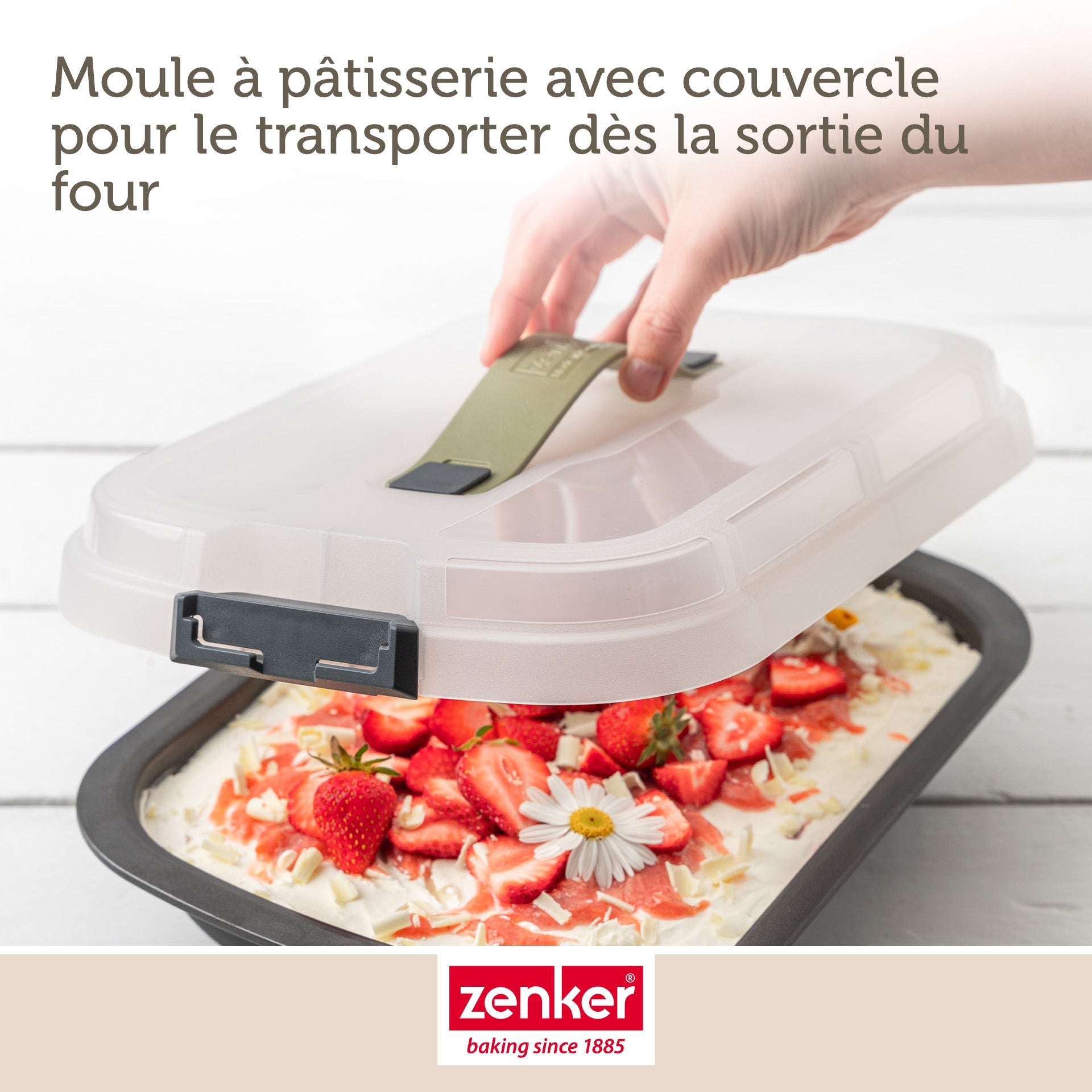 Moule à gâteaux rectangulaire avec couvercle de transport 34 x 24 cm Zenker Bake Click and Go Zenker - Mathon - 5