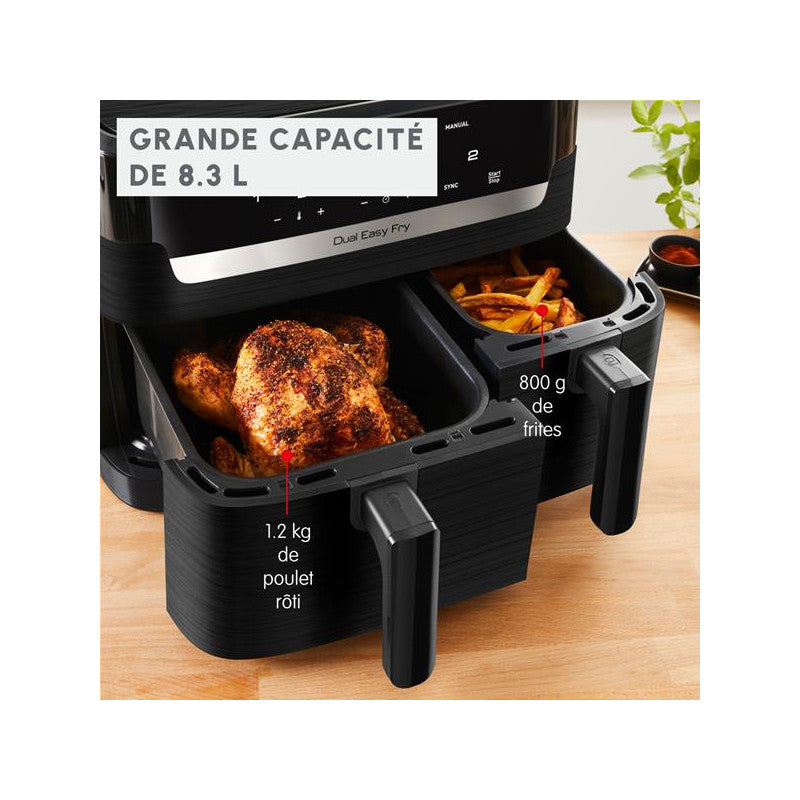 Air Fryer Easy Fry 2 Tiroirs Mega 8,3l 2020w  7prog 80a 200°c Inox   - Ez901n20 Moulinex - Mathon - 2
