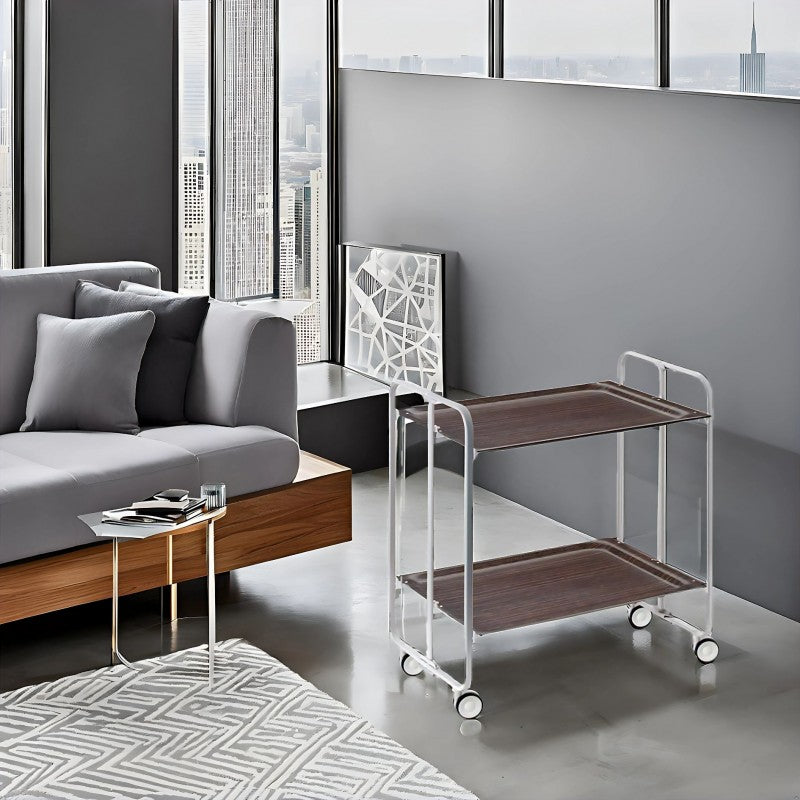 Desserte pliante 2 niveaux avec roulettes – structure gris aluminium, bauhaus Don Hierro - Mathon - 3