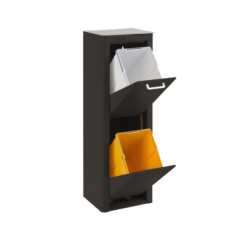 Poubelle cuisine de tri sélectif CUBEK, 2 compartiments de 20 litres, Noir Don Hierro - Mathon - 4