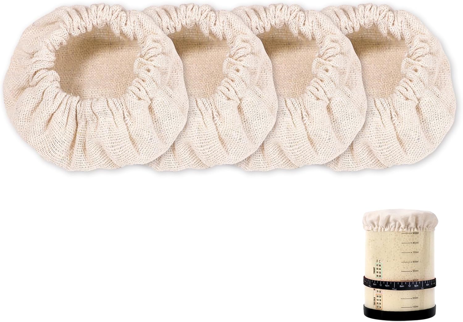Couvercles en tissu pour bocal de levain x4 Vendos85 - Mathon
