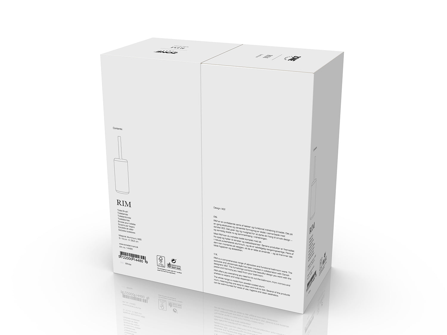 Brosse de toilette RIM en aluminium et abs Blanc Zone Denmark - Mathon - 5