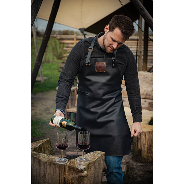 Tablier de cuisine artisanal cuir Buffalo noir Witloft - Mathon - 3