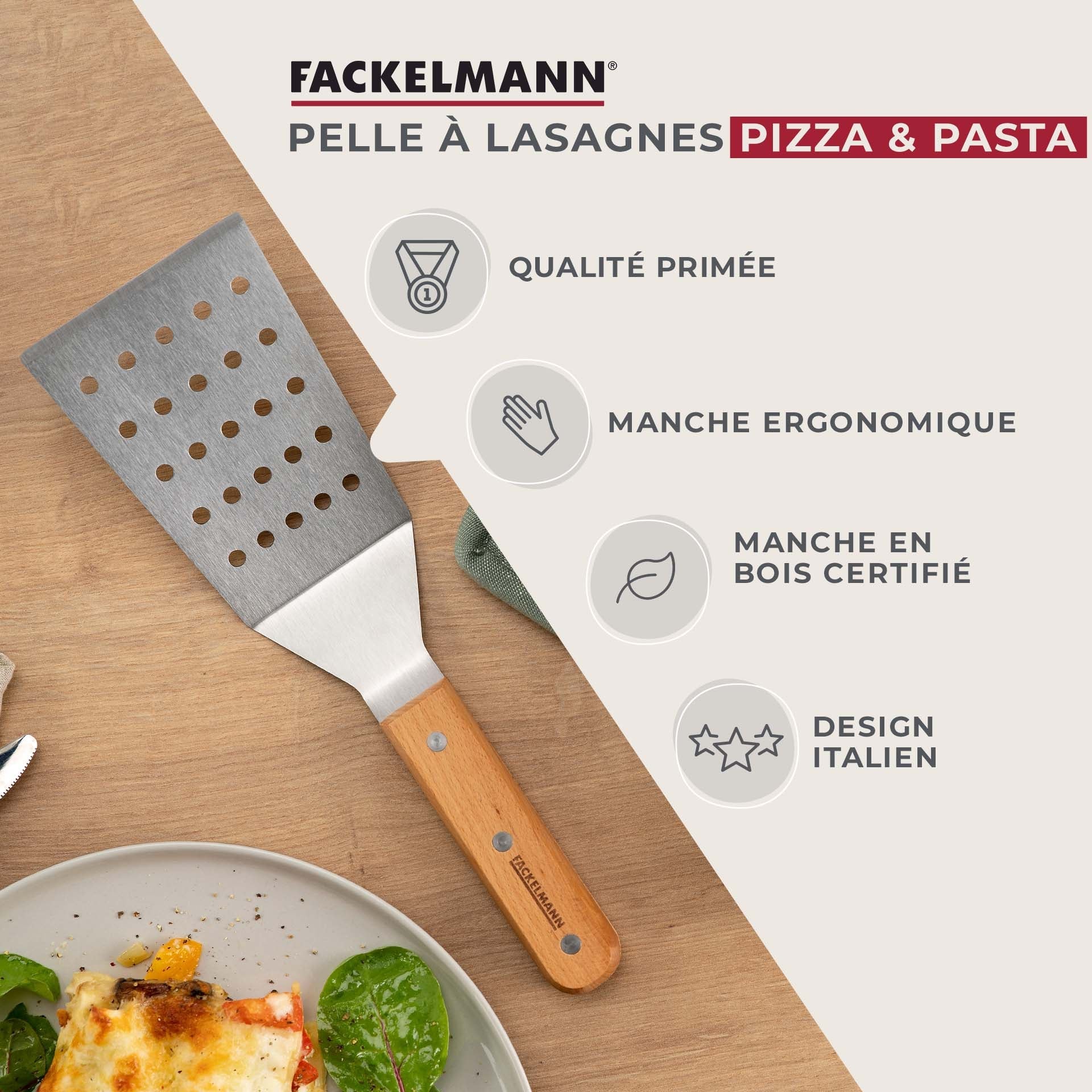 Pelle à pizza ajourée 29 cm  Pizza & Pasta Fackelmann - Mathon - 2