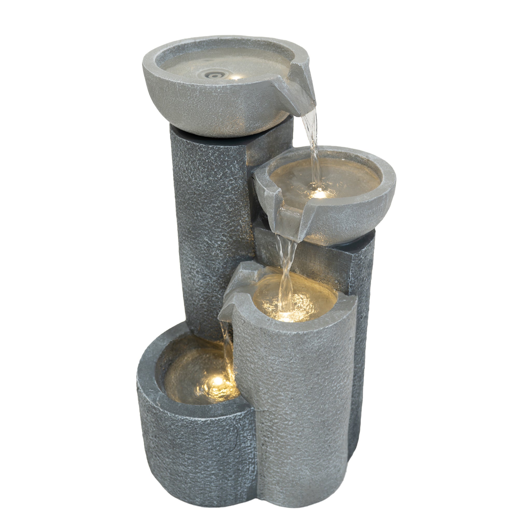 Fontaine de Jardin Cascade Électrique « Tranquil Tiers » Extérieure LED Pompe Monstershop - Mathon