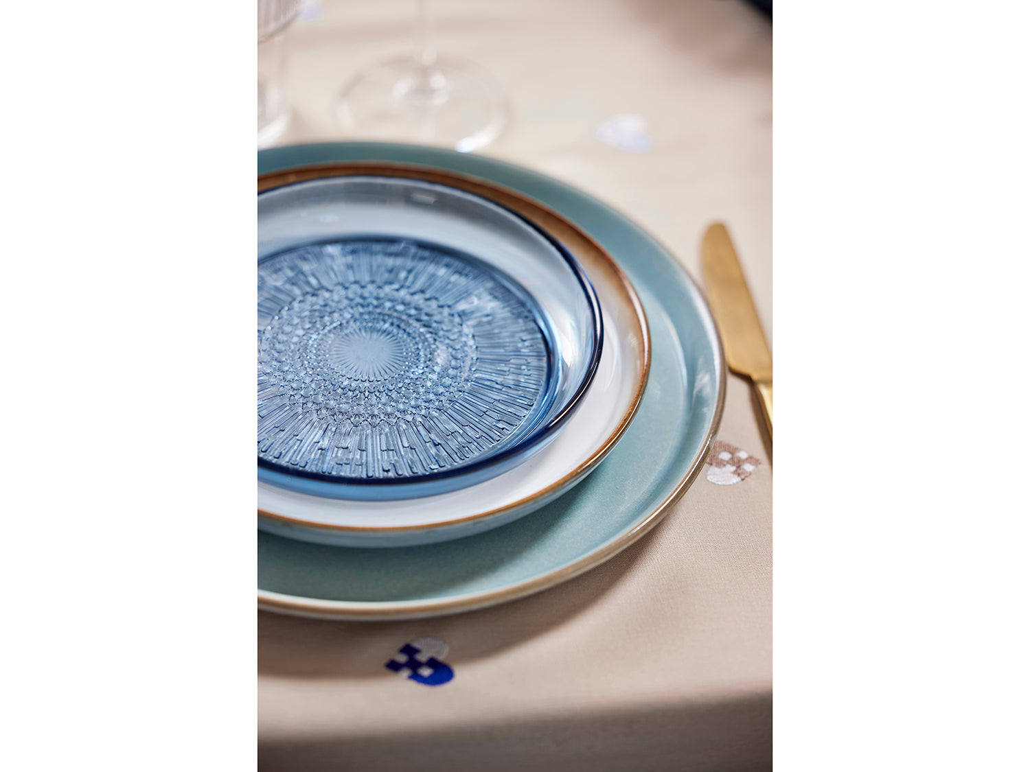 Assiette Kusintha en verre Bleu Bitz - Mathon - 3