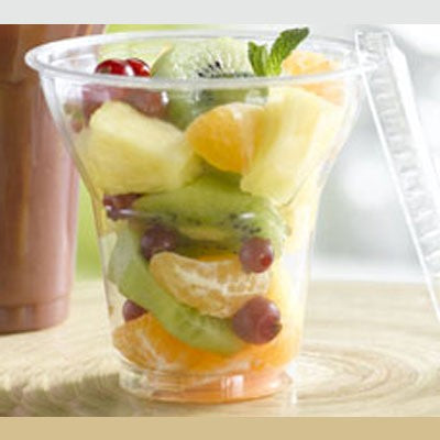 25Pcs - Pot / Coupe transparent plastique PET avec couvercle dôme et trou   H88mm 270ml FirstPack - Mathon - 2