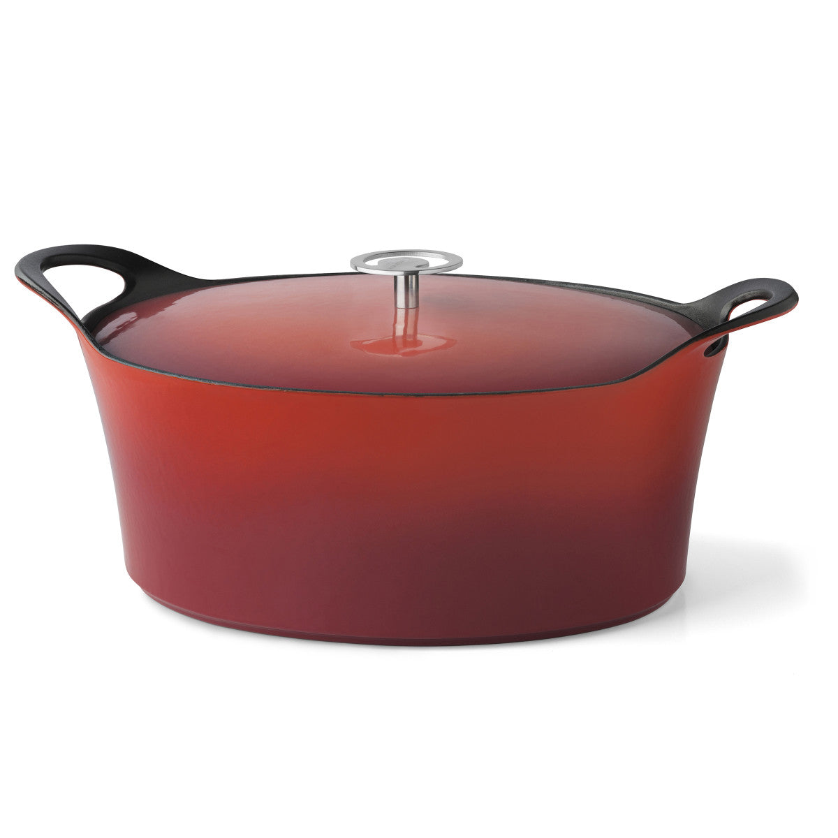 Volcan - Cocotte Ovale 35cm fonte de fer émaillée rouge avec couvercle Cuisinox - Mathon - 1