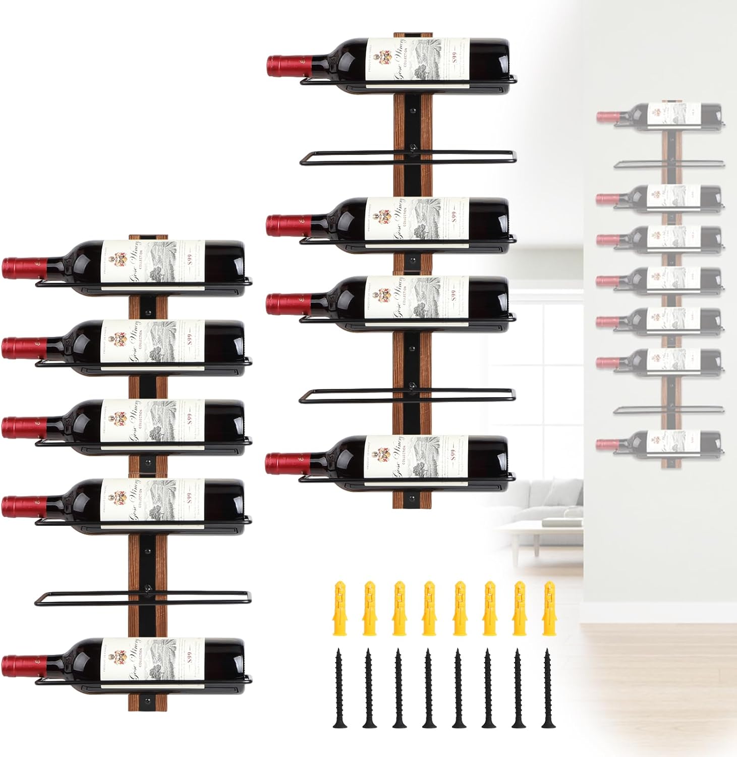 Porte-bouteilles mural bois et métal – 12 bouteilles Vendos85 - Mathon