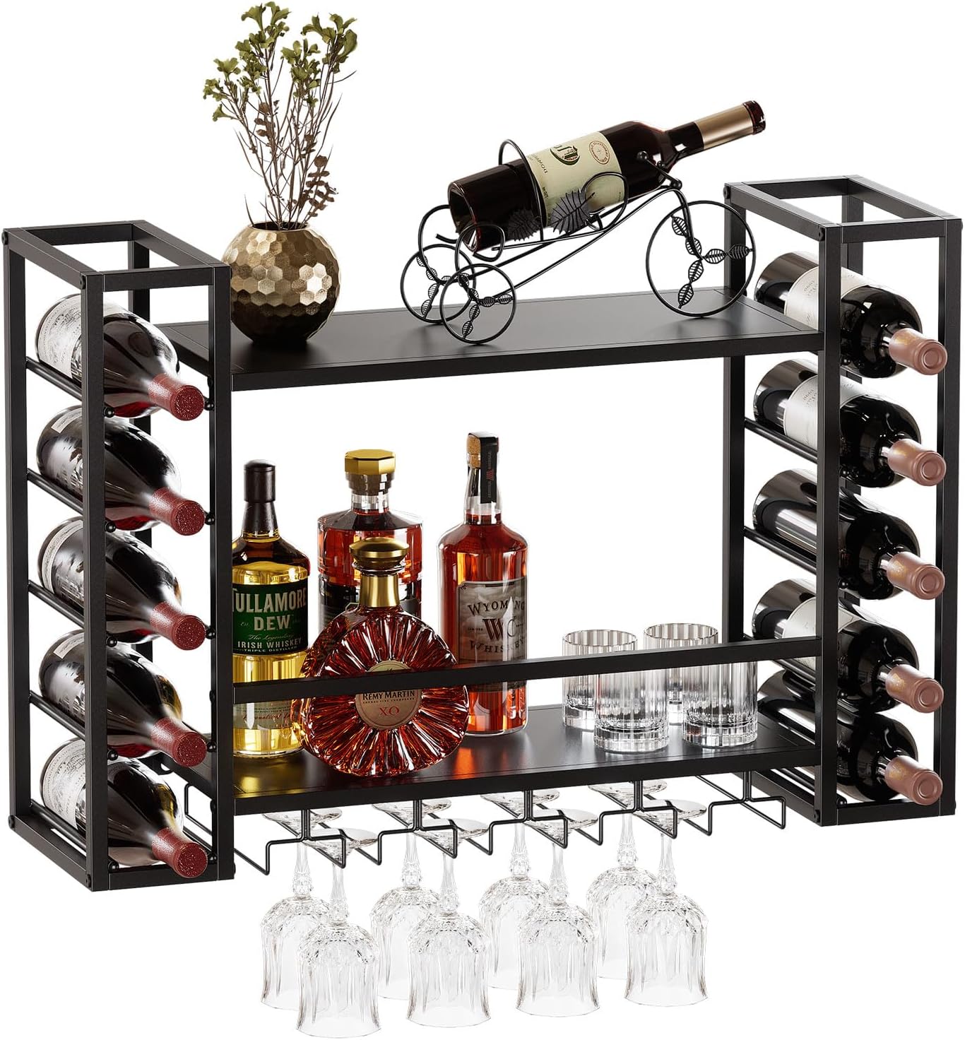 Casier à vin mural métal avec porte-verres et rangement Vendos85 - Mathon