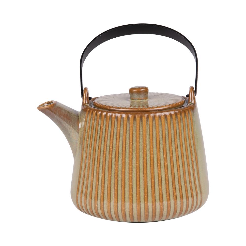 Théière avec filtre Tiao vert-orange 1L Table passion - Mathon - 1