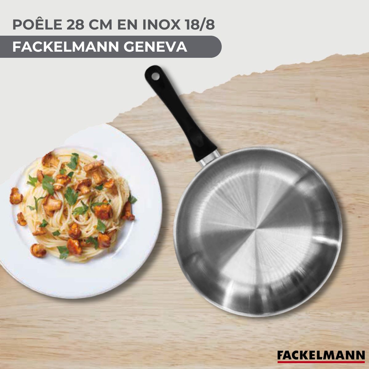Set poêle 28 cm en inox et couvercle verre  Geneva Fackelmann - Mathon - 2