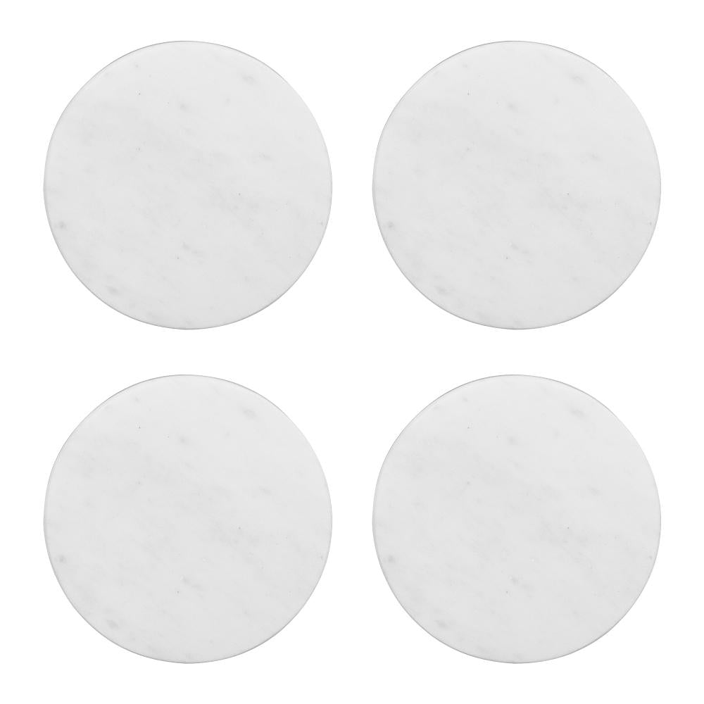 Coffret de 4 dessous de verre Marbre blanc 10 cm Table passion - Mathon - 1