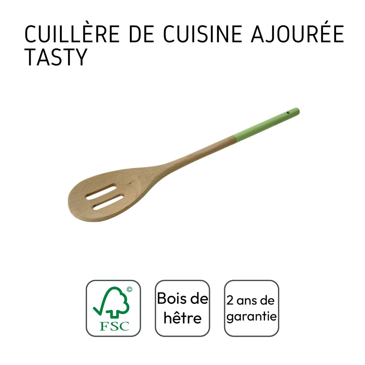 Cuillère de cuisine en bois ajourée 30 x 5,5 cm Tasty Green Tasty - Mathon - 4