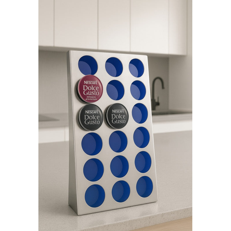 Support compatible avec les capsules de café Dolce Gusto, 18 dosettes, Acier inoxydable, KAPSULAS Don Hierro - Mathon - 4