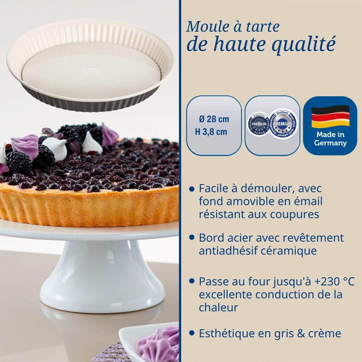 Ensemble de 2 Moules à tarte quiche 28 cm en email Dr. Oetker Exclusive Dr. Oetker - Mathon - 3