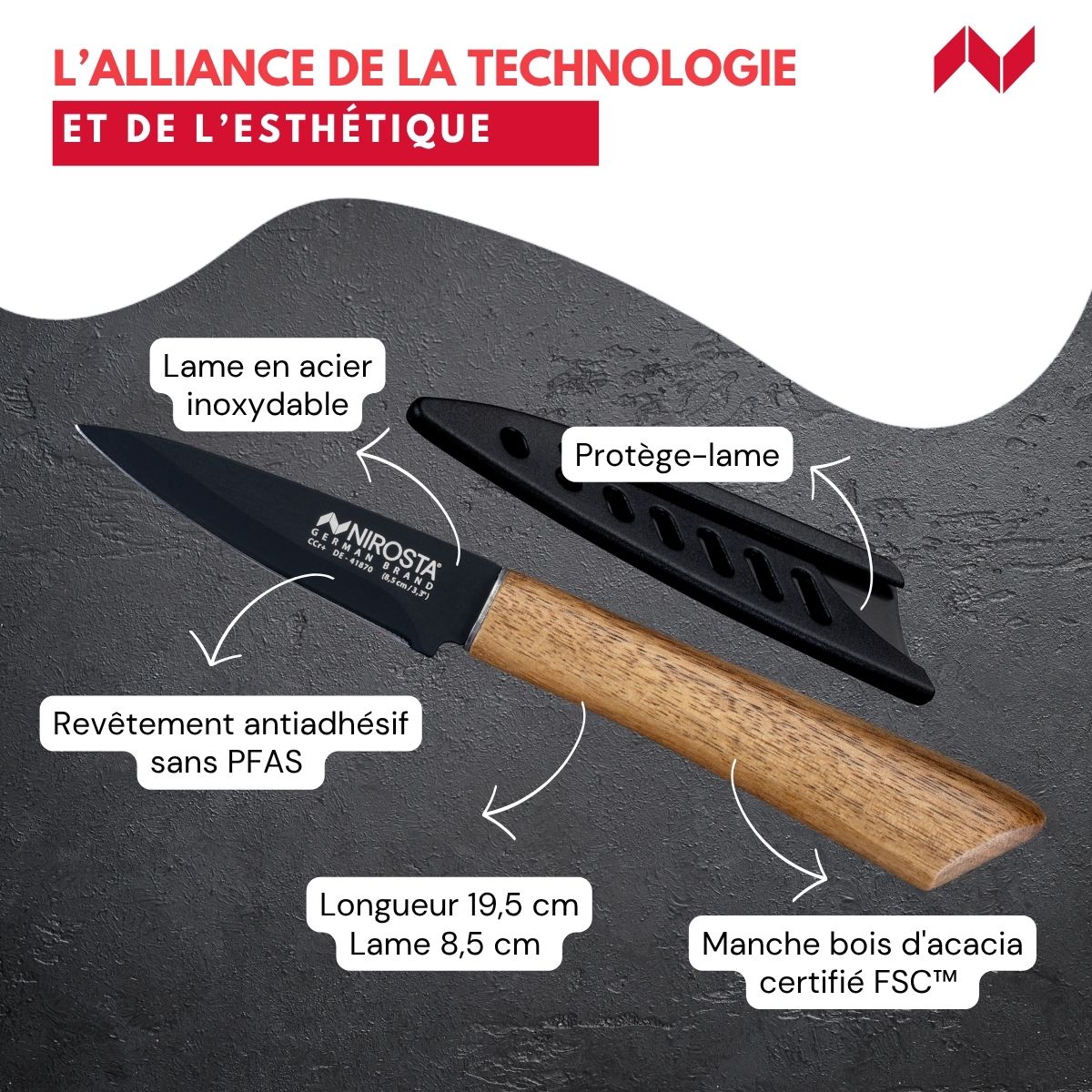 Couteau à légumes 19,5 cm  Flow Nirosta - Mathon - 2