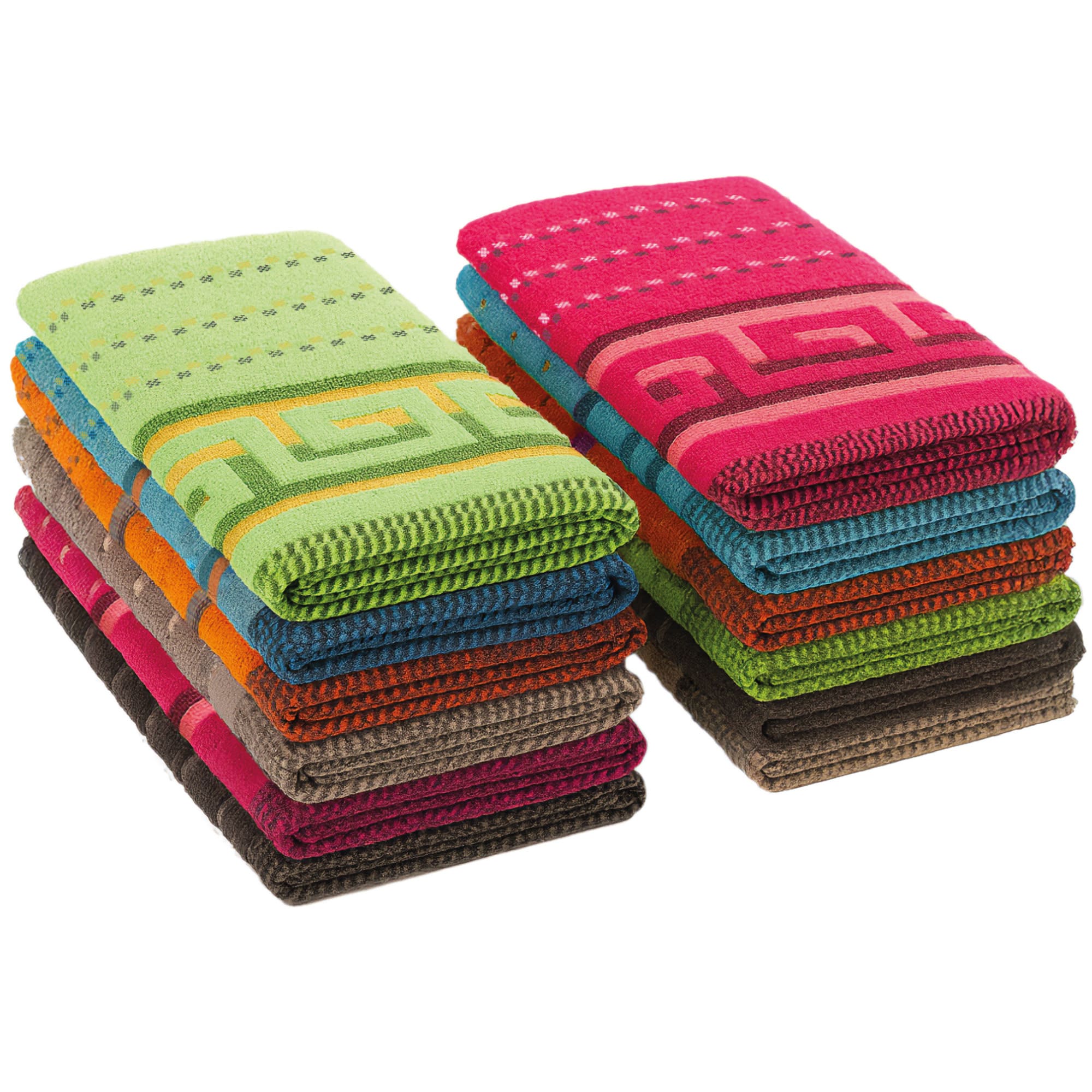 Torchon de Cuisine 100 % Coton Bouclé, Lot de 12 Chiffons 50x50cm  Multicolore PC1192-12 - Mathon - 1