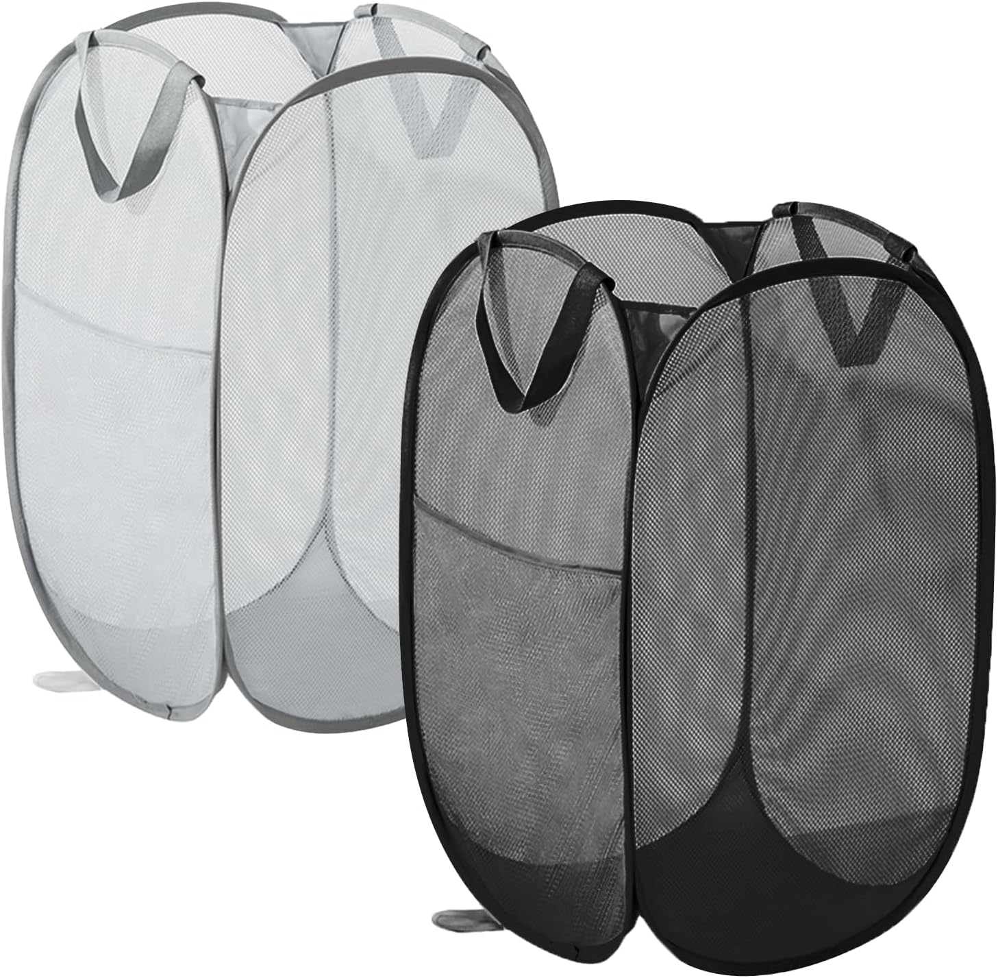 Lot 2 Paniers à Linge Pliables Noir & Gris – 75L Vendos85 - Mathon