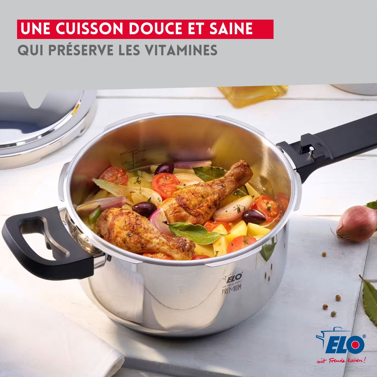 Autocuiseur vapeur en acier inoxydable 18/10 22 cm 4,5 litres  Mistral Premium Elo - Mathon - 4