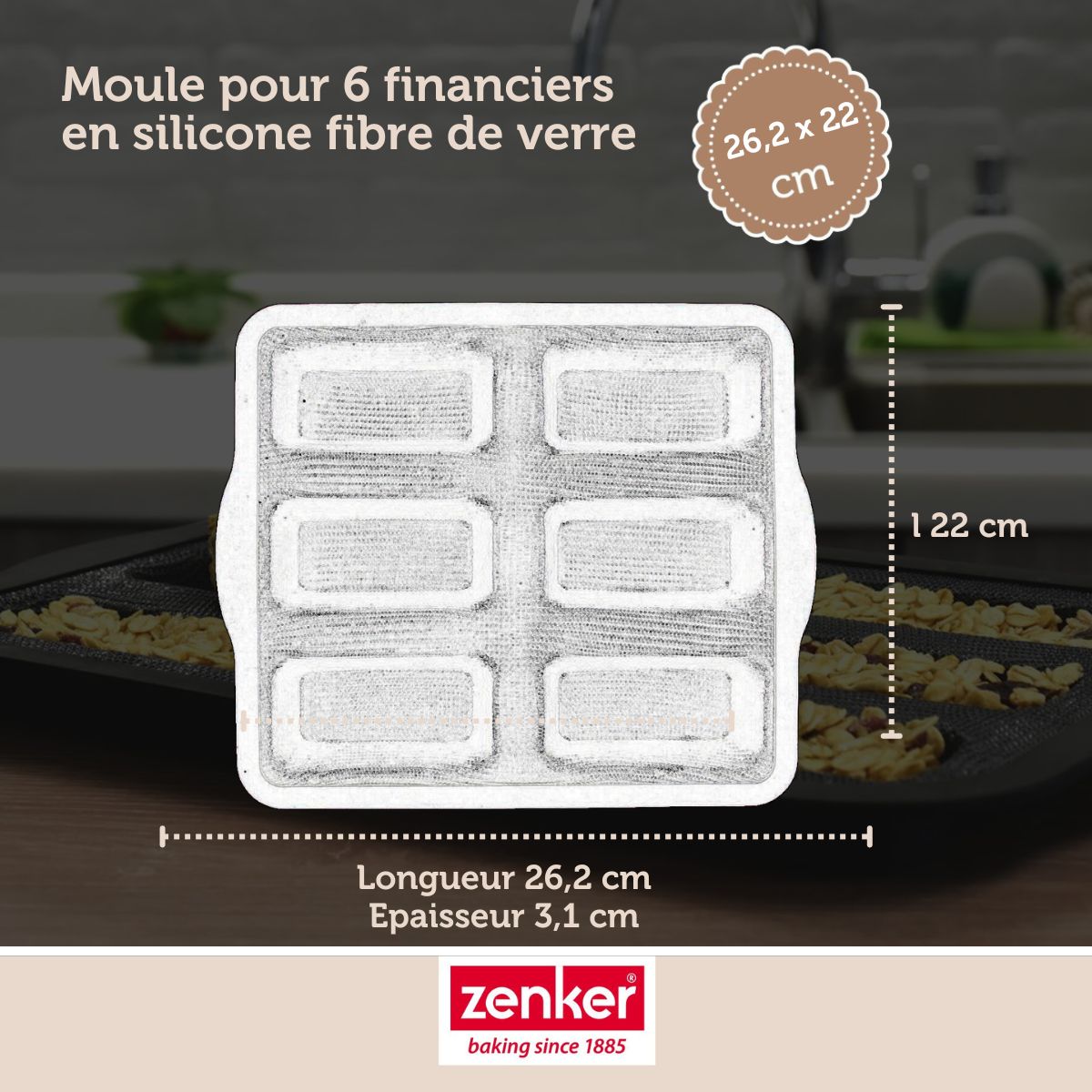 Moule 6 financiers 26 x 22 cm Zenker Silicone fibre de verre Zenker - Mathon - 3