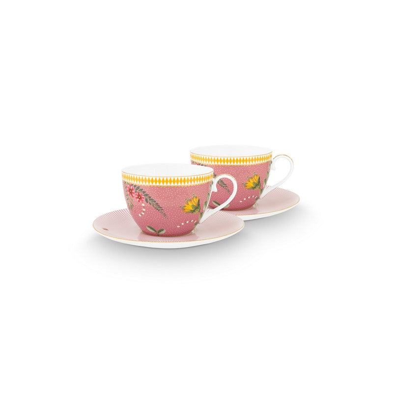 Coffret 2 Paire tasse thé (2 tasses + 2 sous-tasses) La Majorelle Rose 280ml Pip Studio - Mathon
