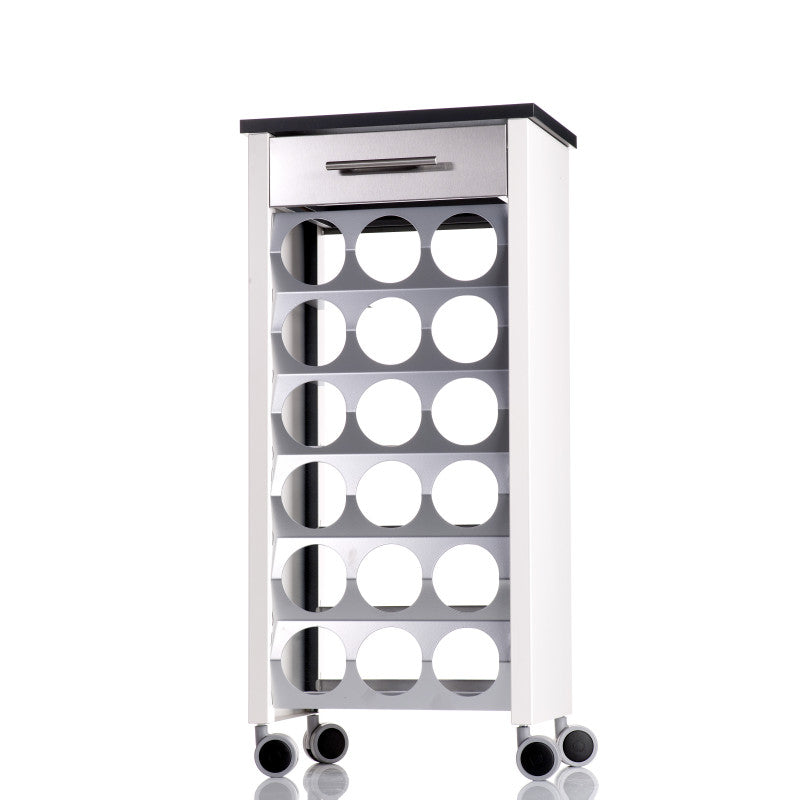 Étagère à roulettes porte bouteilles BACUS, capacité 18 bouteilles, Blanc-Ardoise Don Hierro - Mathon - 1